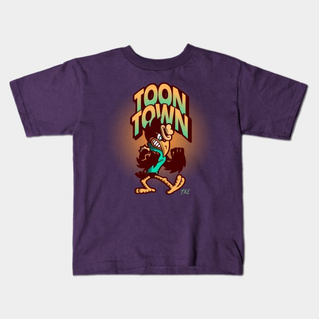 Toon Town Brawl Crow Showdown Kids T-Shirt by Stooned in Stoon